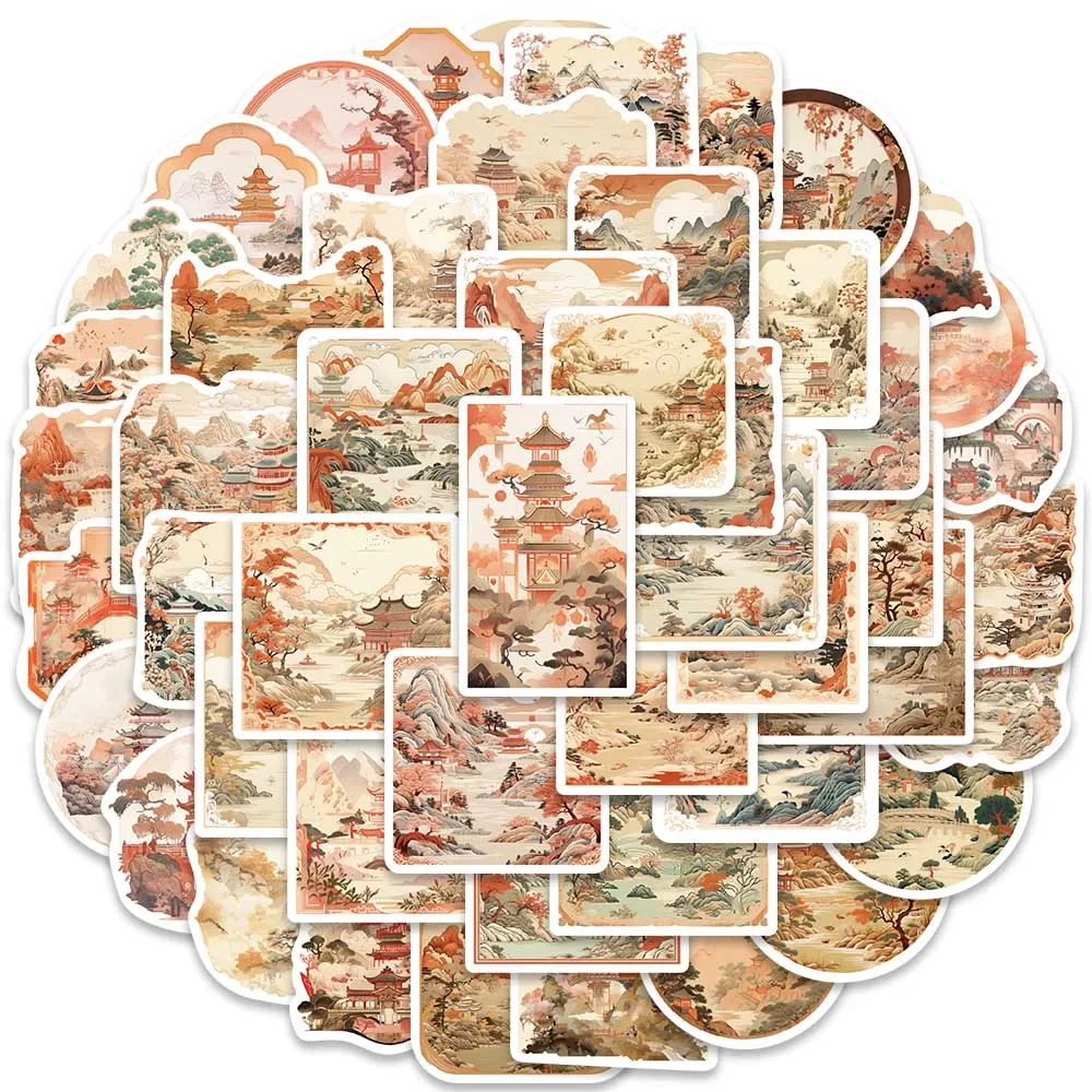 10/30/50 PIÈCES Dessin Animé Style Rétro Peinture De Paysage Autocollants BRICOLAGE Voyage Bagages Guitare Réfrigérateur Ordinateur Portable Graffiti Autocollant Enfants Autocollants