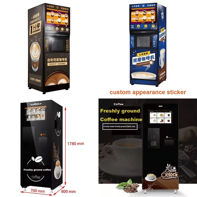 for Turkey Public Coin Operated Coffee Vending Machine Smart Screen Robot Ground Cold Tea Coffee Vending Machine