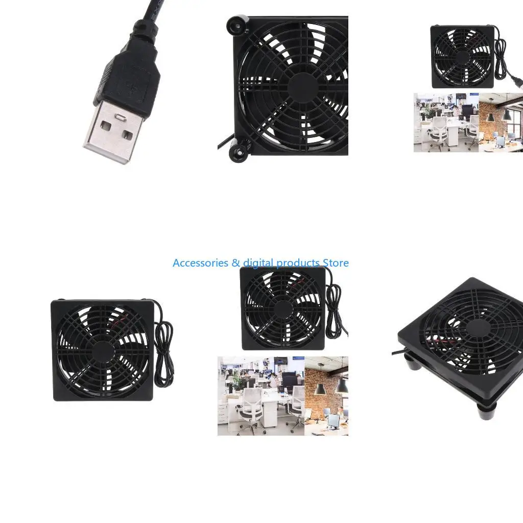 77JD 1 Speed 5V Powerful 120mm USB Cooling Fan 1400PRM Fan with Switch Cable for Router, Receiver, and Game Console