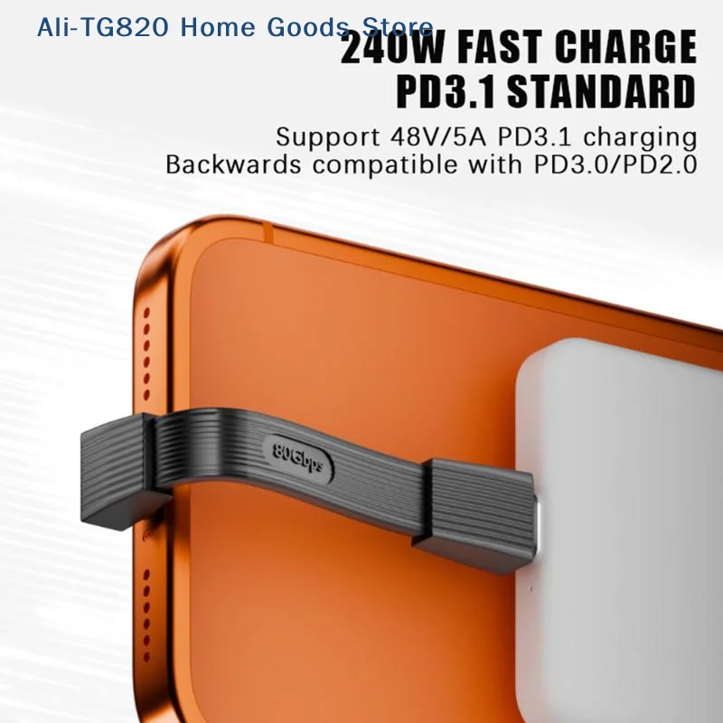 [TG820]USB4 Type C Short Cable 80Gbps Data Transfer 240W Fast Charging 8K Video Support For Laptops Mini Power Banks Travel Use