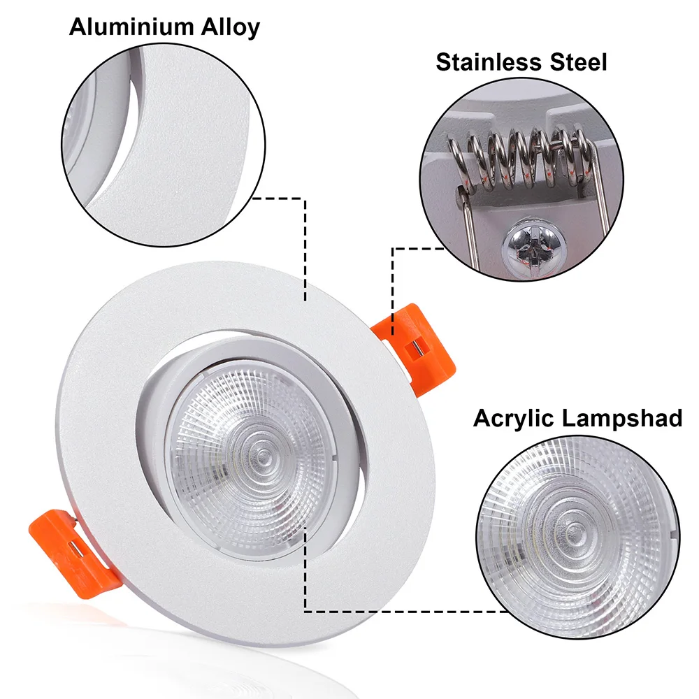 Lampu Langit-langit LED Tersembunyi 5W Lampu Sorot Panel Datar Bulat Ultra Ramping Lampu Dinding Dapur AC85-265V COB Lampu Sorot Dalam Ruangan Aluminium