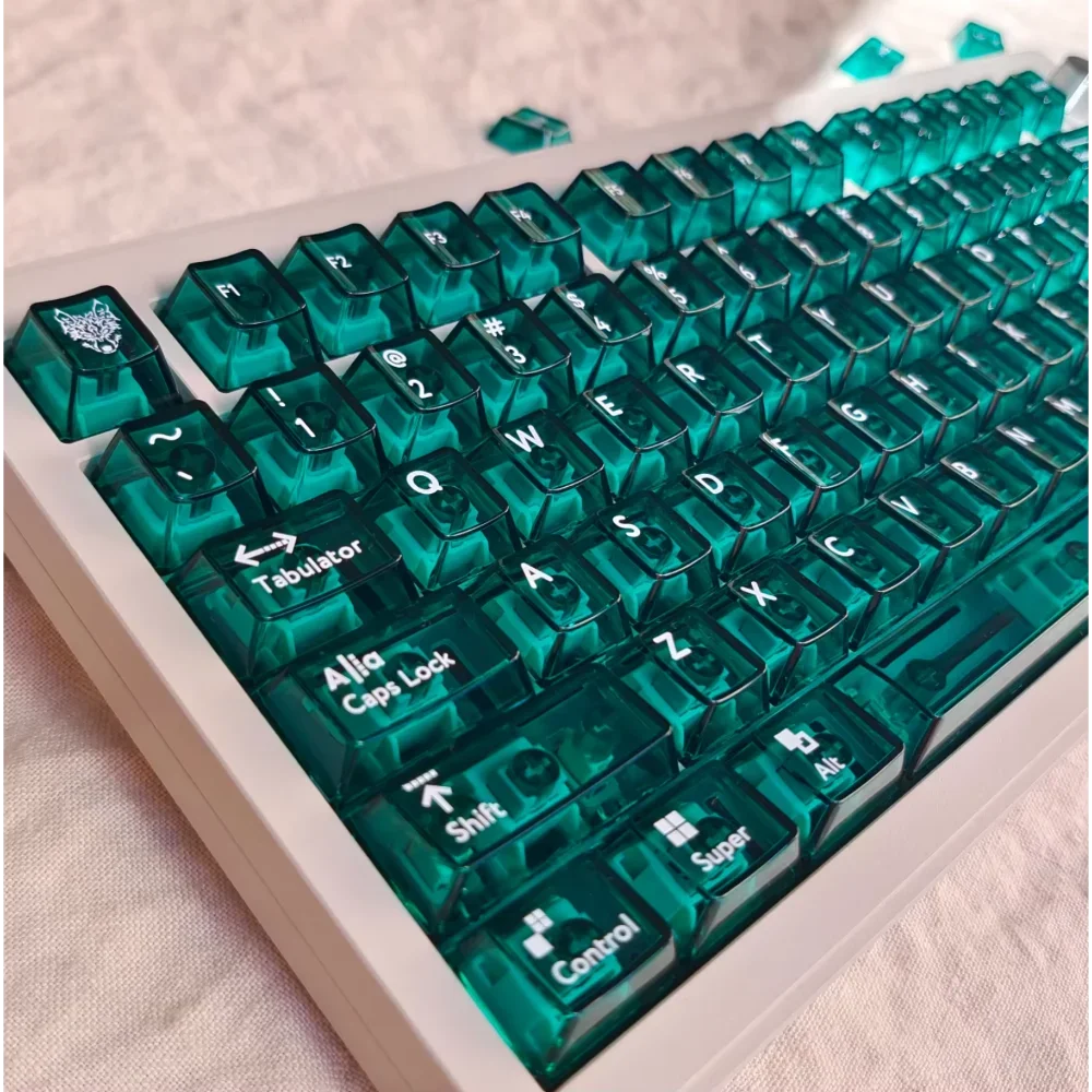 

Transparent Emerald Green Cherry Keycaps PC 114 Keys Translucent for 60/64/84/98/108 Gaming Mechanical Keyboard MX Switch