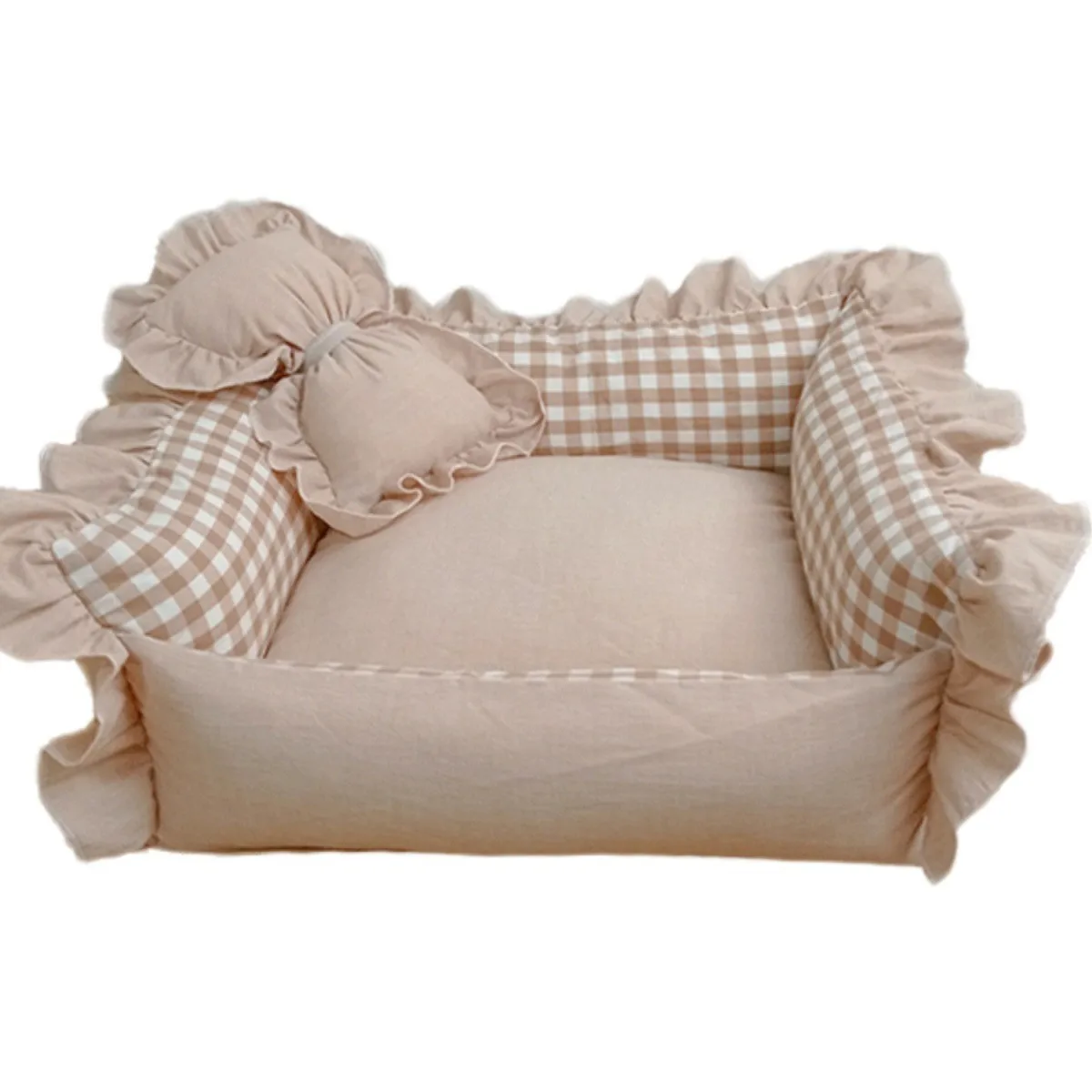 

Manufacturer Direct Sale Detachable and Washable Cat and Dog Bed with Lace Grid Patterns Rectangle Shape for All Seasons