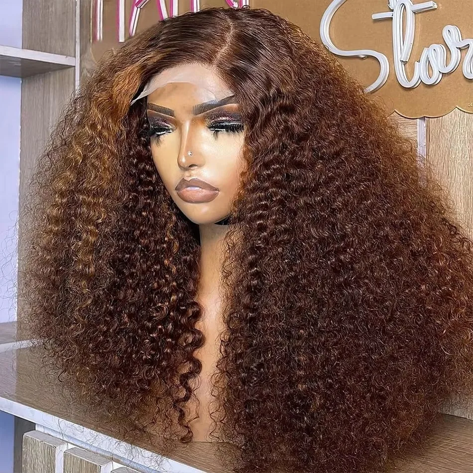 Braune lockige Haarperücken, 13 x 4 HD-Spitze-Frontal-Echthaar-Perücke, schokoladenbraune tiefe Welle, kurze Haare, Bob, 100 % Echthaar für Frauen