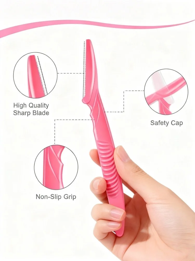 3 قطع ماكينة حلاقة للحواجب للنساء، شفرات آمنة مضادة للخدش من الفولاذ المقاوم للصدأ، شفرة منحنية دقيقة لتشكيل الحواجب، محمولة F #5