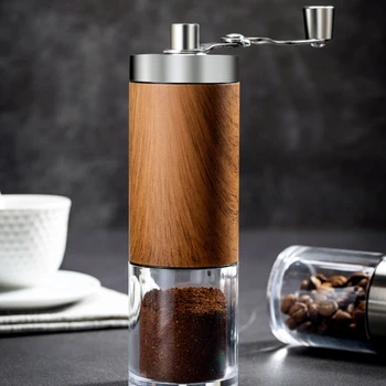 Coffee Bean Grinder Portable Wood Grain Stainless Steel Crank Hand Hand Coffee Grinder Kit