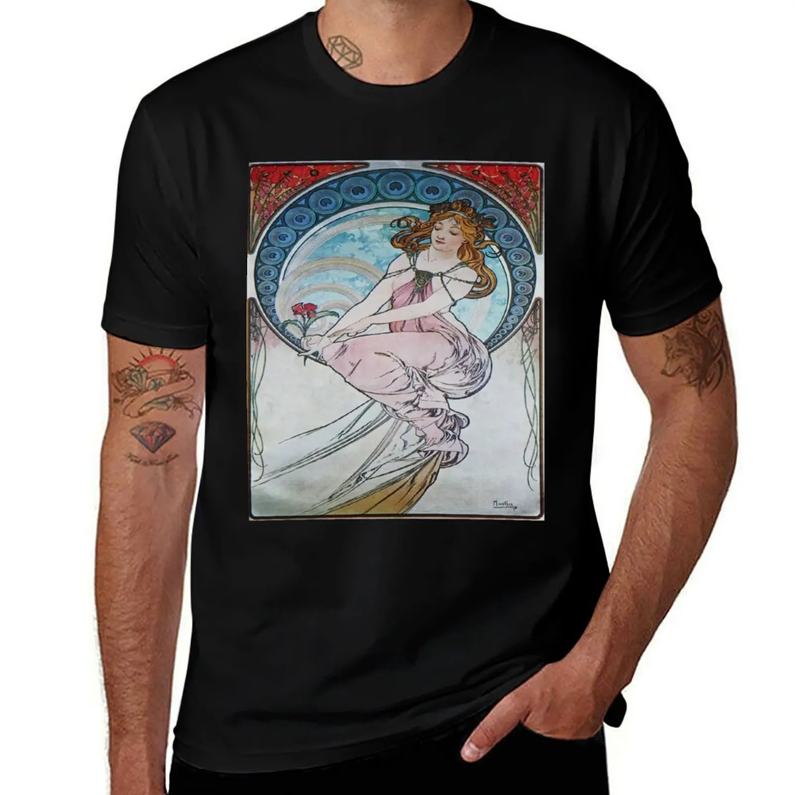 

alfons mucha - alphonse mucha T-Shirt Casual All Match Short Sleeve T-Shirt