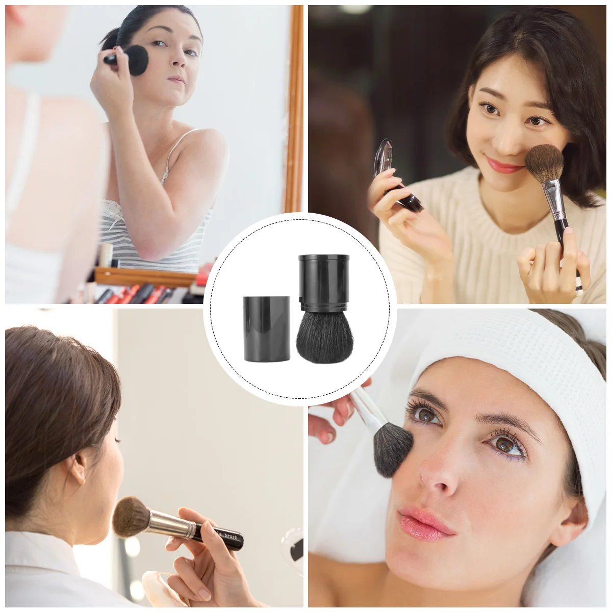 

Flexible Powder Makeup Supplies Brush Single Head Face Applicators Supplies Travel Washable Reusable