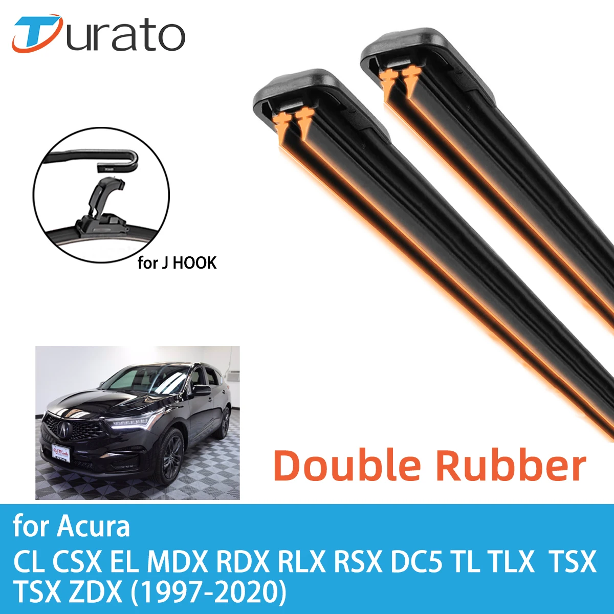 For Acura CL CSX EL MDX RDX RLX RSX DC5 TL TLX TSX ZDX Front Windscreen Wipers Double Rubber Car Wiper Blades Car Accessories