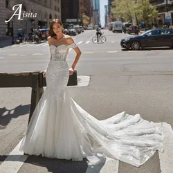 Grace Off The Shoulder Embroidery Bridal Gown Gorgeous Mermaid Tulle Sweep Train Wedding Dresses Vestido De Noiva Wedding Gown