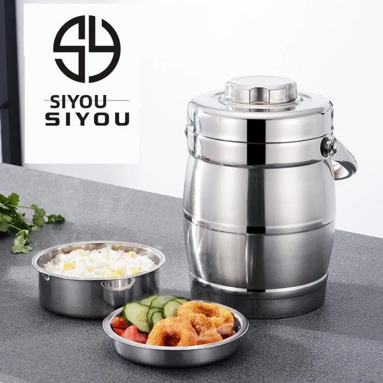 

Double-Layer Stainl Steel Insulated Lunch Box with Rice Buet round Bento Fren Meal Box with Lid And ids Vacuum