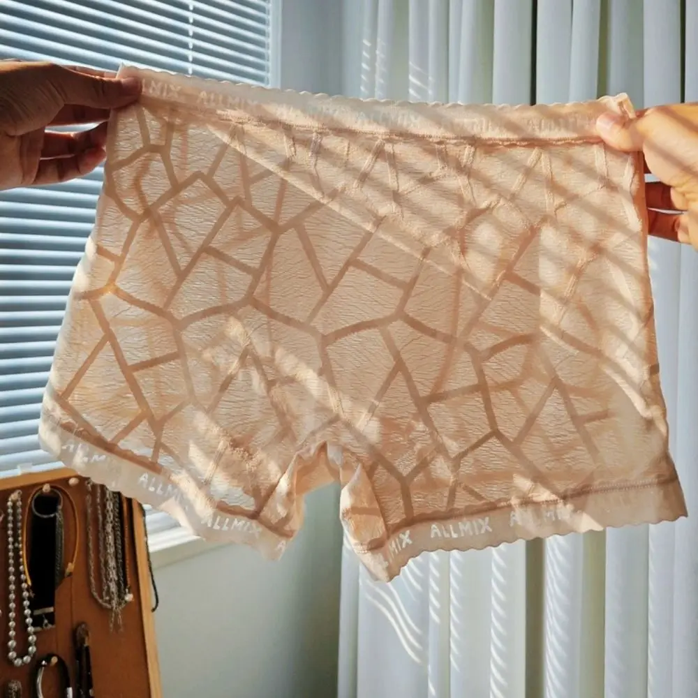 

Fashion Low Waist Men Boxer Briefs Ice Silk Underpants Lace Shorts Boxers Summer Mesh Thin Underwear for Men Gift