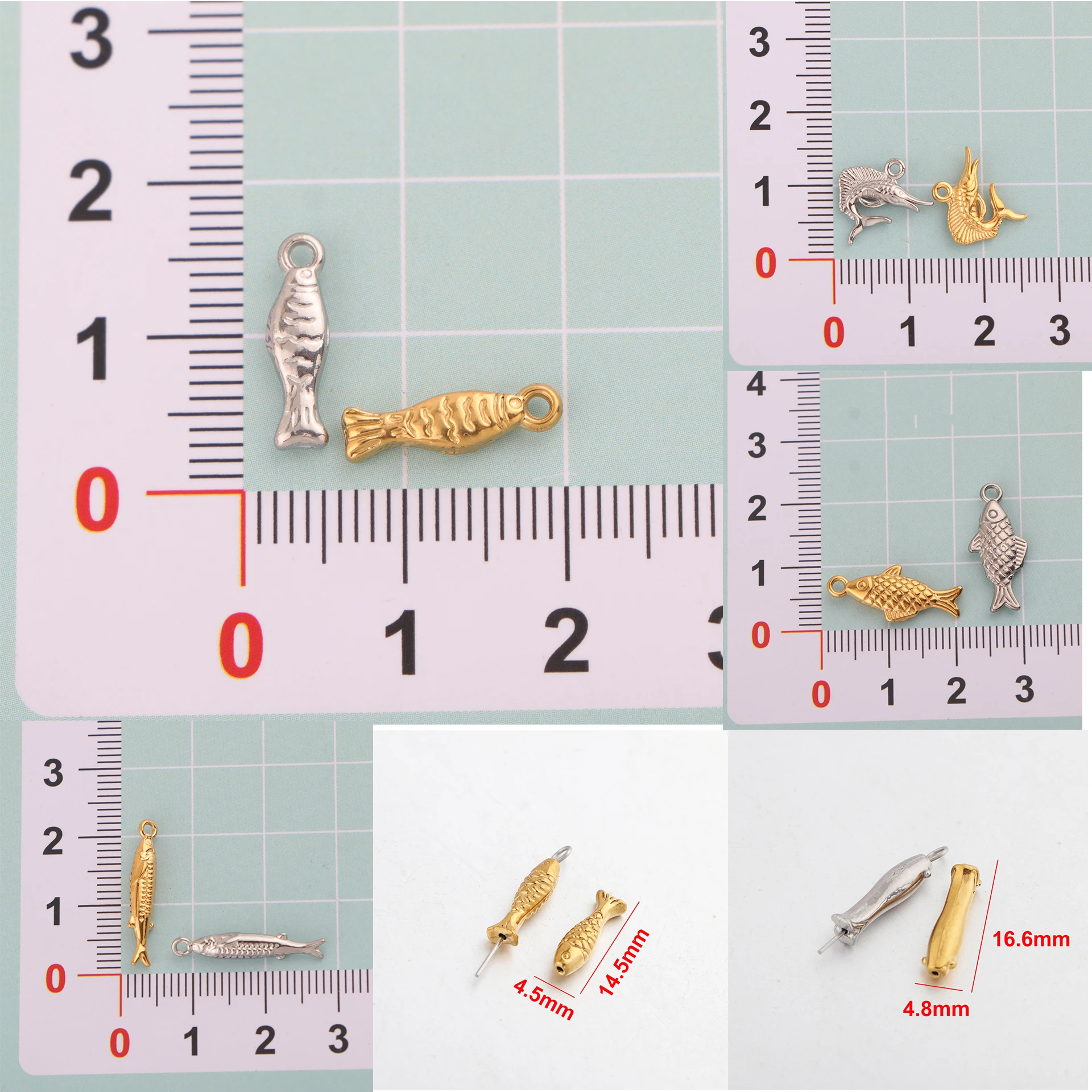 

20pcs/lot Stainless Steel Fish Charms Scale Fish Bead Pendant for Ocean Series DIY Jewelry Making Accessories Wholesale