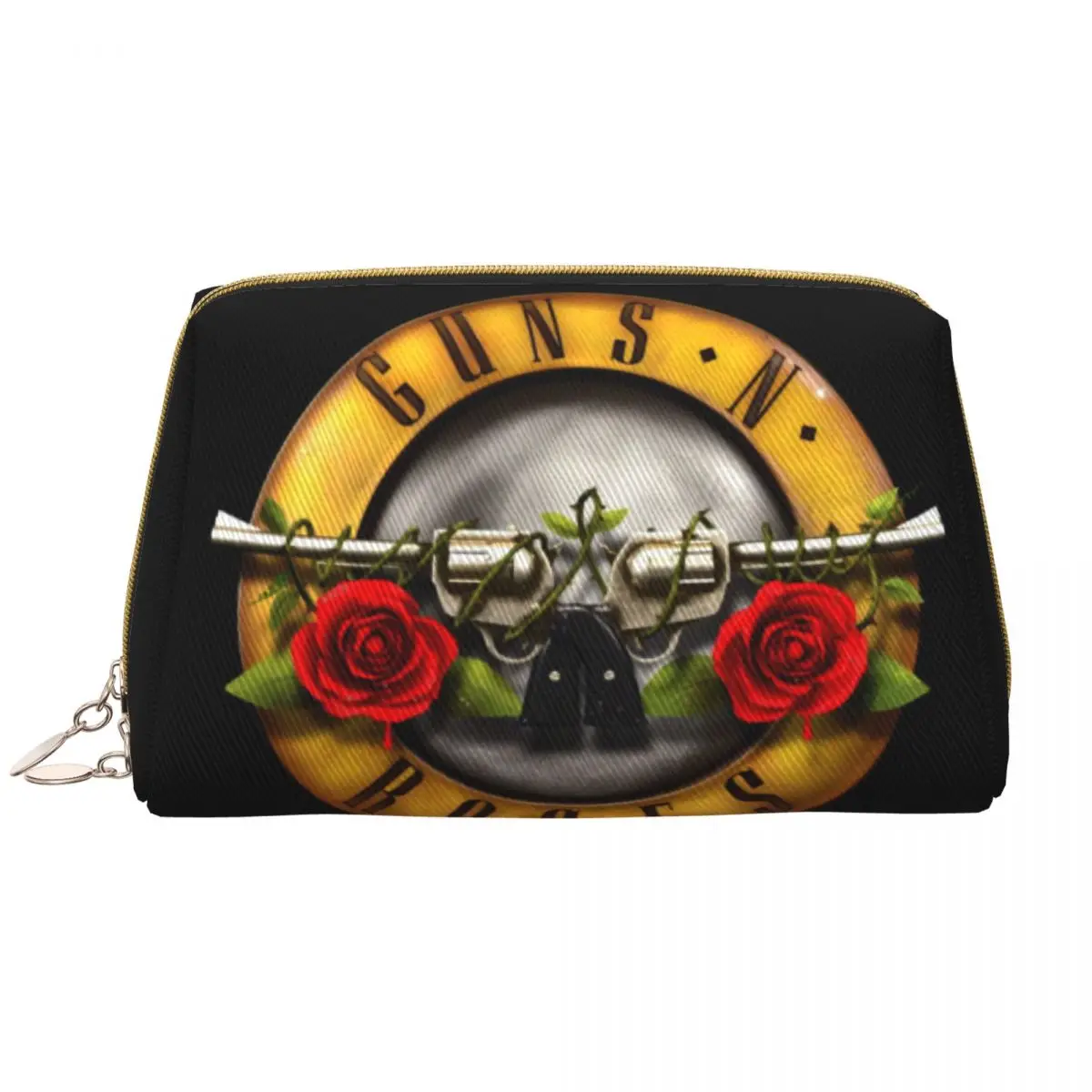 Custom Guns N Rose Logo Heavy Metal Toiletry Bag Women Cosmetic Makeup Organizer Lady Beauty Storage Dopp Kit Case