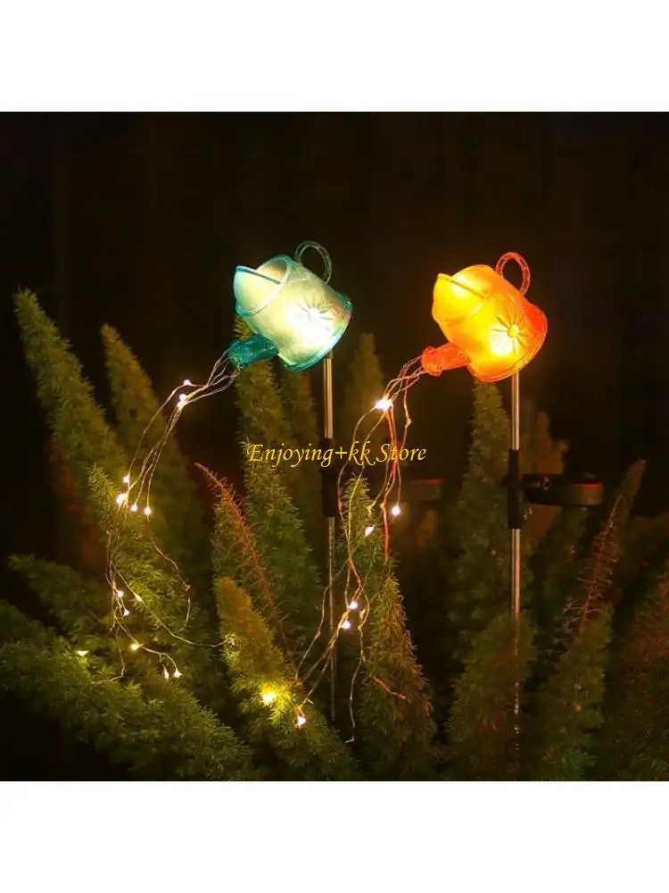 

Q1JB Watering Can with Lights Outdoor Garden Decor String Solar Lantern Waterproof