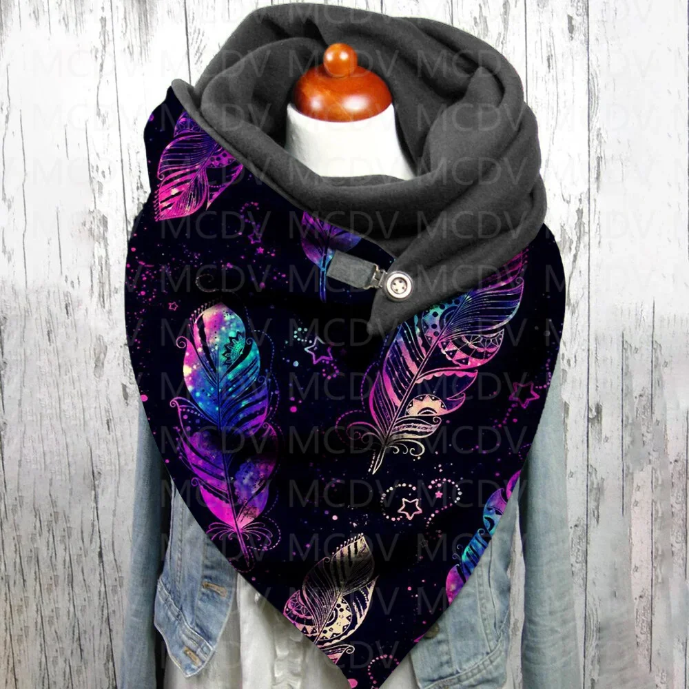 

Feather 3D Printed Casual Scarf And Shawl for Women Warm and Comfortable Scarf