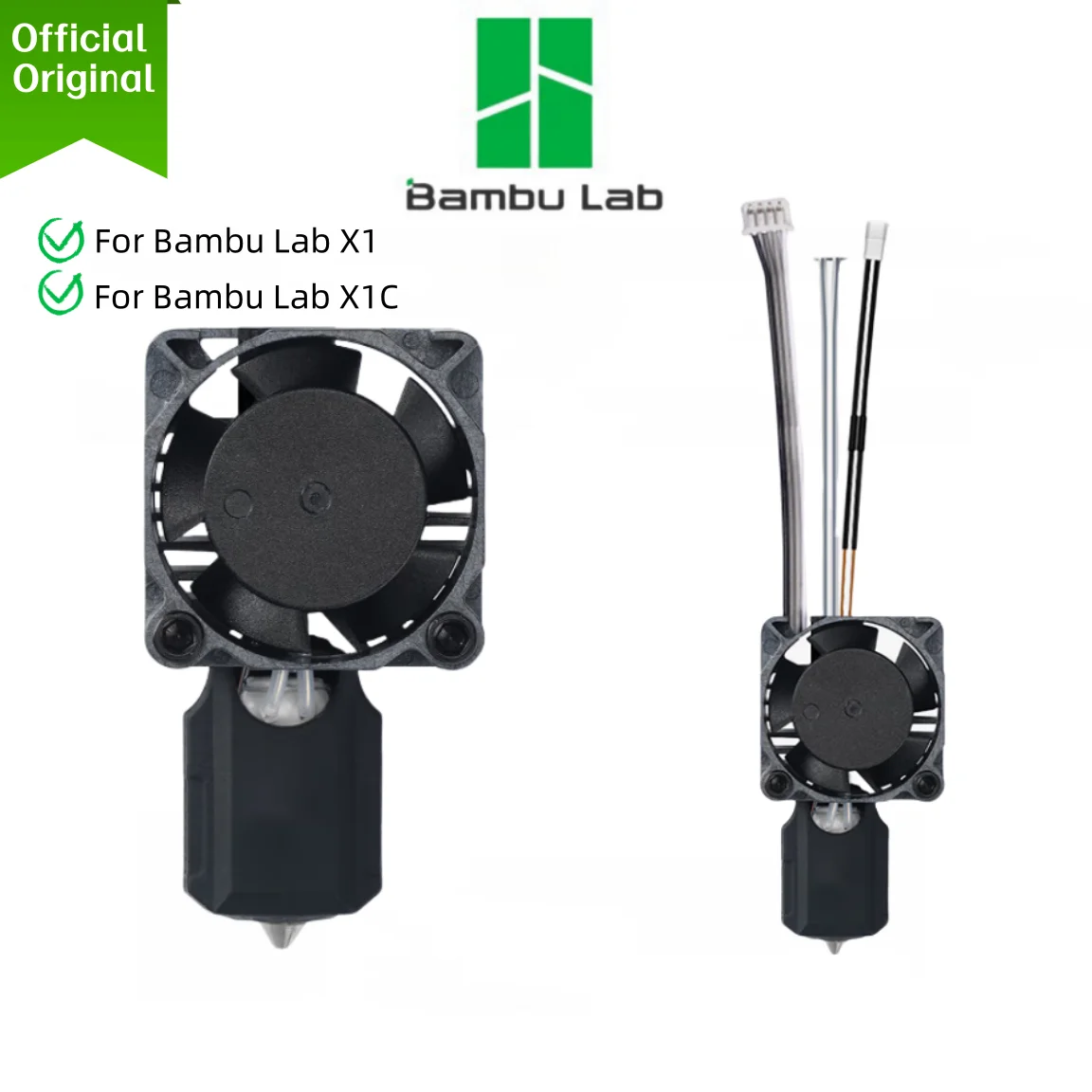 Bambu Lab Original X1/X1C Nozzle Hotend 0.2mm 0.4mm Stainless Kit assembly Hot End Dissipate heat Fan Kit For 3D Printer Parts