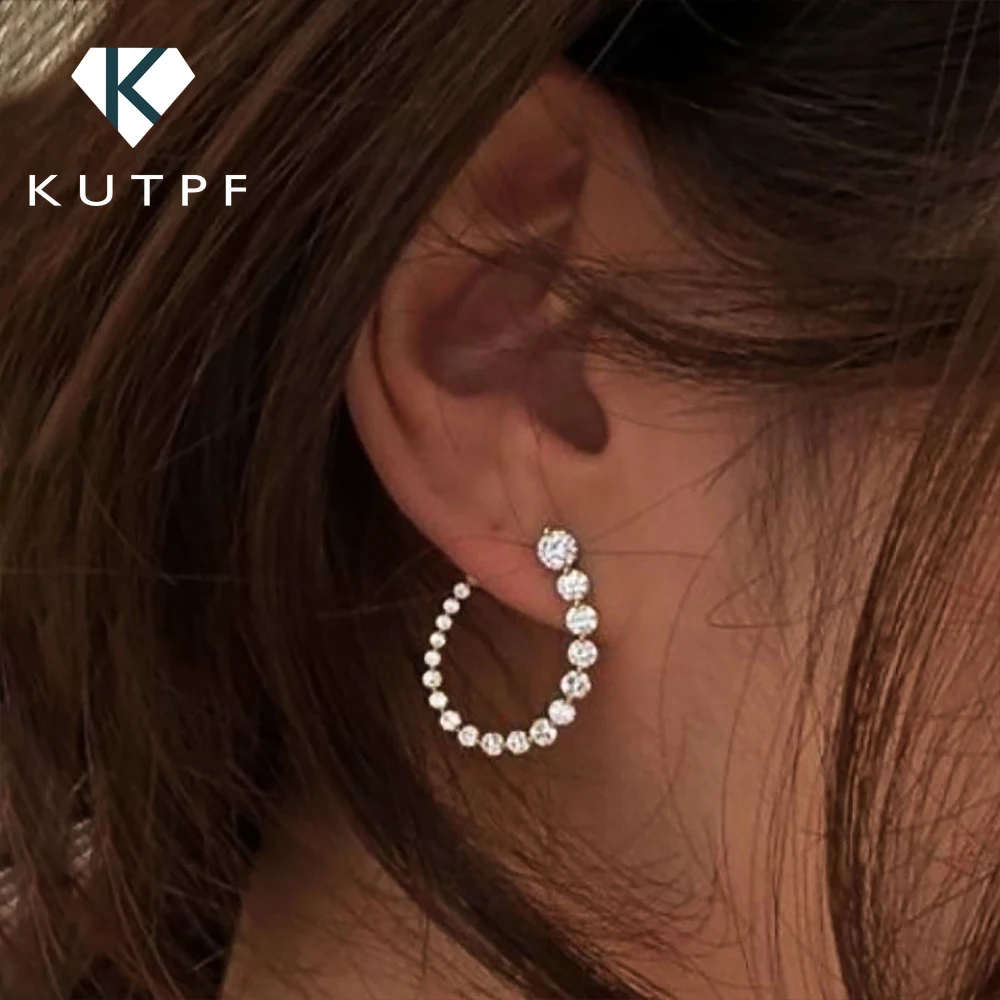 

Серьги-полукольца с муассанитом круглой огранки для женщин, из стерлингового серебра 925 пробы, U-образные, с градиентом размера, с бриллиантовыми вставками, изысканные ювелирные изделия