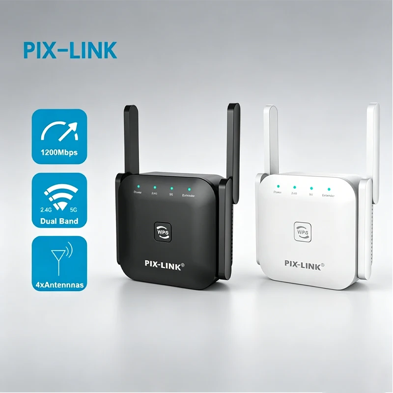 

PIX-LINK 1200 Мбит/с Беспроводной Wi-Fi репитер-усилитель 2.4G/5ГГц, усилитель сигнала Wi-Fi, расширитель сети, маршрутизатор, WLAN, Wi-Fi репитер