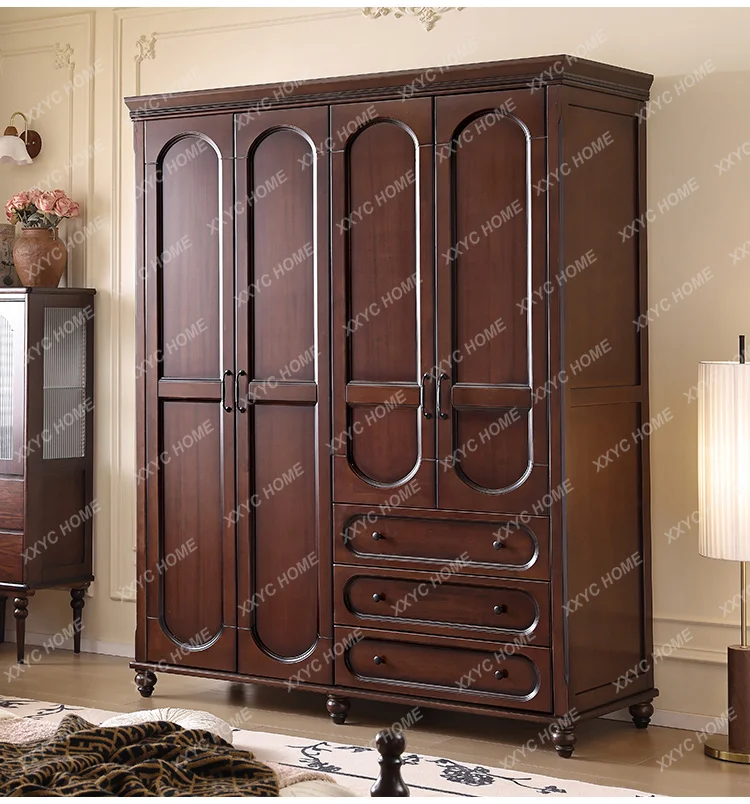 

retro all-solid wood wardrobe bedroom home simple locker