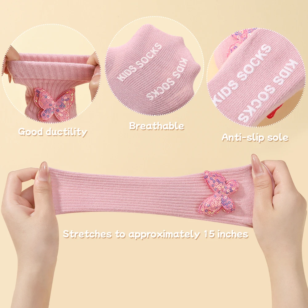 Baby Headband socks set For Girls Elastic Knit Children Baby Bows Soft Nylon Hair band with Infant Glitter Butterfly Socks