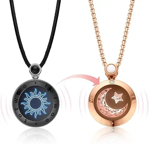 TOTWOO Sun & Moon 터치 목걸이, 마노 진동 및 장거리 관계 선물용 목걸이 조명 커플 목걸이 Best5