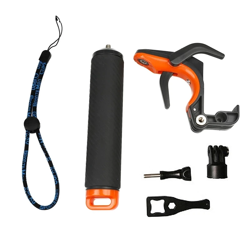 2 in 1 Shutter Pistol Trigger Float Handle Grip Diving Handheld Selfie Stick Set For Gopro 7 6 5  DJI Osmo Action Camera