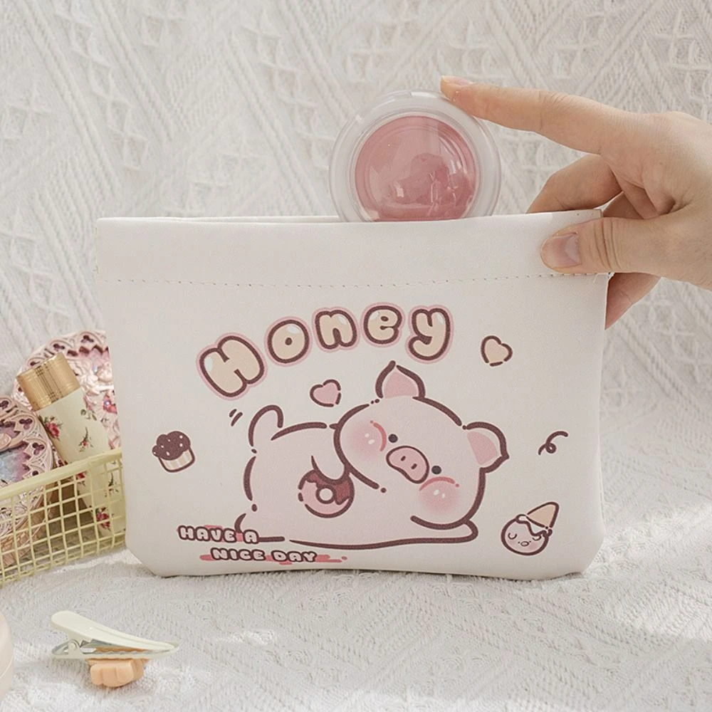 3pcs/set Pu Leather Self-closing Coin Purse Kawaii Capybara Lipstick Storage Bag Portable Earphone Bag Glasses Bag Travel