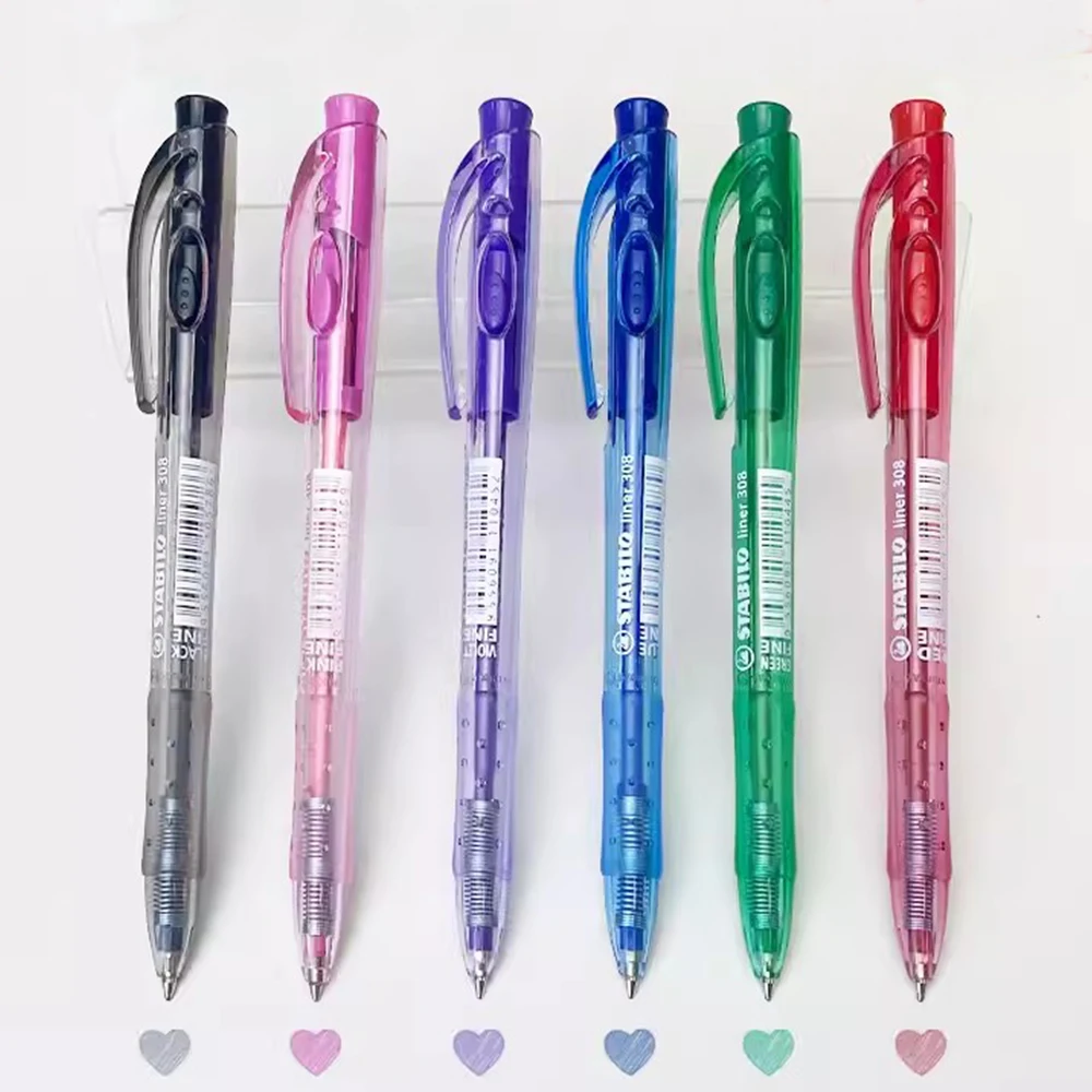 6 German STABILO Ballpoint Pens 308 Super Large Capacity Writing Smooth Color 0.38mm Gel Pen School Supplies Office Stationery
