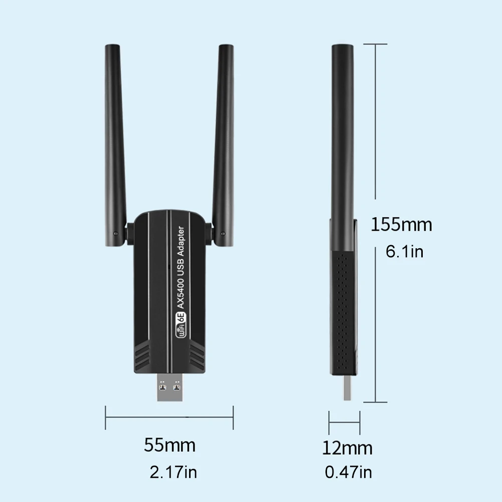 5400Mbps WiFi 6E Network Card USB 3.0 WiFi Adapter Driver Free 2.4G/5G/6GHz Wifi Receiver Dongle Wlan Receiver for Windows 10 11