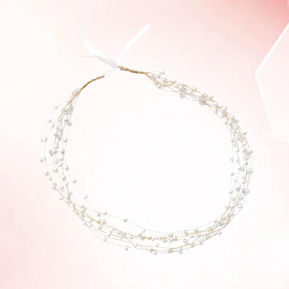 

Многослойная жемчужная свадебная повязка для волос, гибкая проволока, свадебный головной убор, аксессуары для волос для женщин, элегантный выпускной вечер