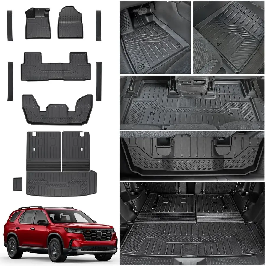 

Mats for 20232025 Honda Pilot, Cargo Mat with Backrest Mat All Weather TPE Cargo Liner Replacement Protection for 2025 Honda Pil