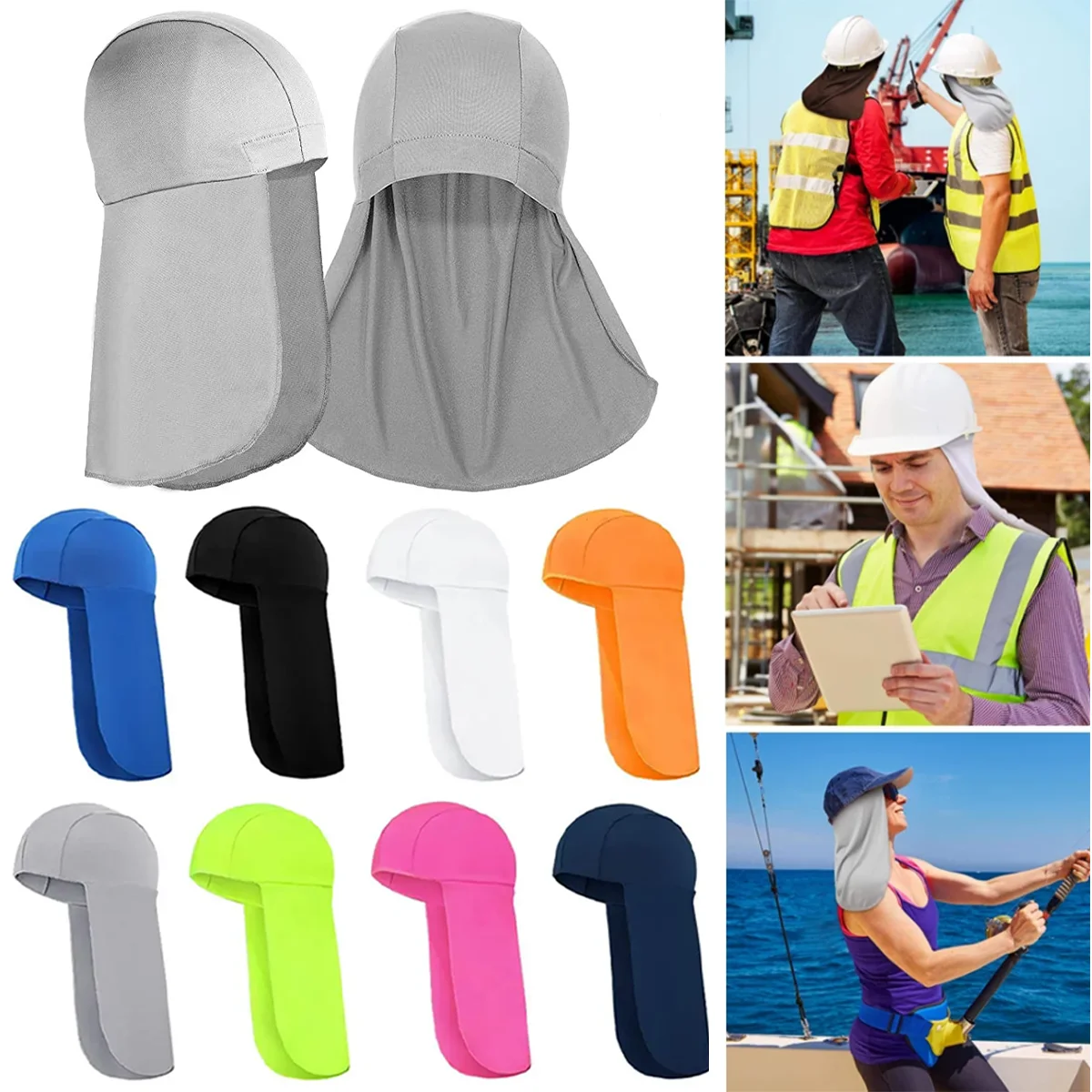 Summer Cooling Cap Elastic Sun Shade Hat Neck Shield Hard Hat Neck Shade Elastic UV Protection Neck Protector Cycling Caps