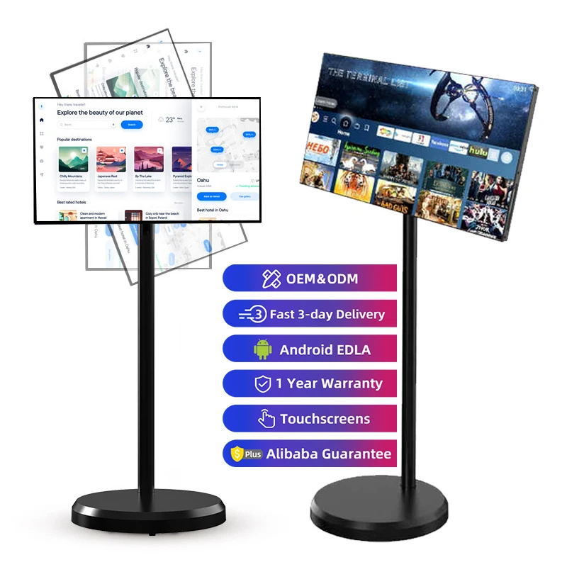 شاشة تلفزيون LCD مقاس 21.5 بوصة تعمل بنظام أندرويد 13 شاشة ذكية خارجية تفاعلية متنقلة تلفزيون محمول يعمل بالبطارية تلفزيون ذكي #2