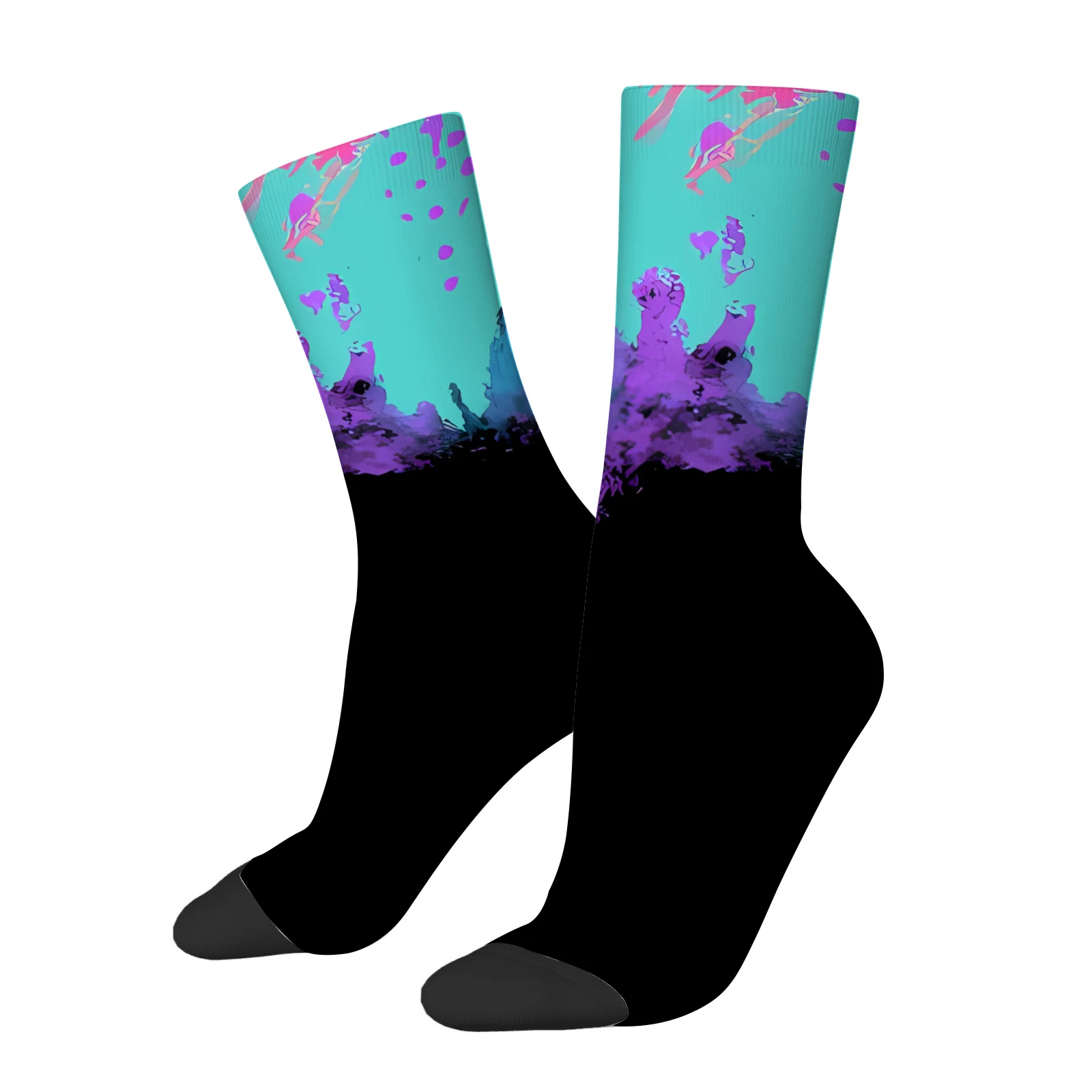 

Unisex Retro Tone Tropical Plant Printed Crew Socks Vintage Casual Style Cotton Long Socks Daily Fashion Socks