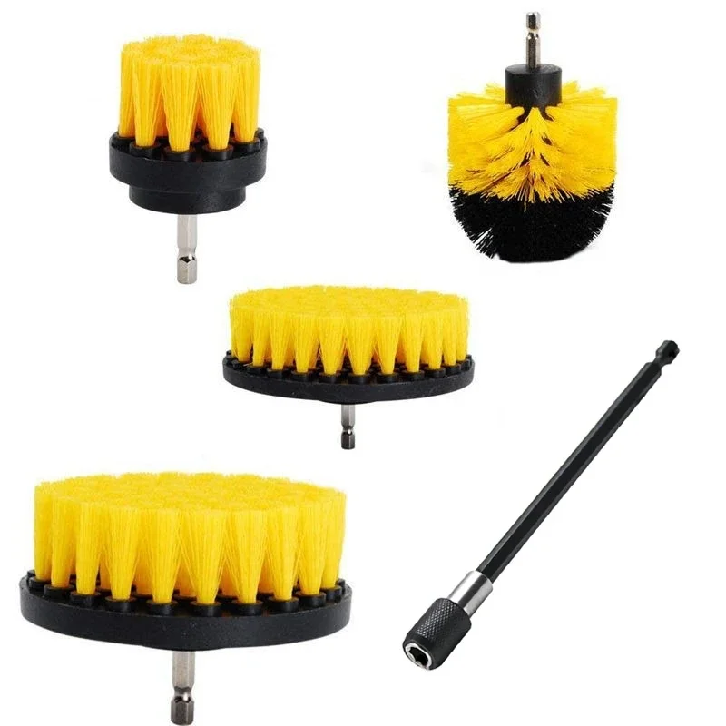 Conjunto de Escovas para Furadeira Elétrica: Escova para Pneus, Escova de Limpeza para Cozinha e Banheiro, Ferramenta Multifuncional para Limpeza de Cubos de Roda de Carro e Acessórios Domésticos