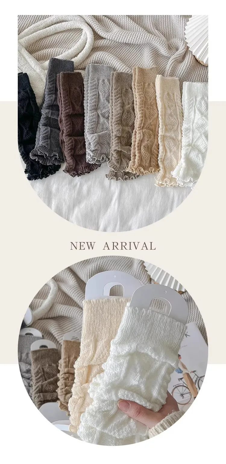 Y2k Boot Cuffs Cover Knitted Knee Sleeves for Women Winter Warm Foot Cover Long Socks Leg Warmers Solid Lolita Crochet Heap Sock