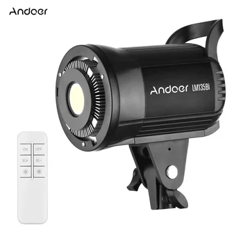 Andoer LM135Bi LED 필 라이트, 스튜디오 비디오 라이트, 3000K-5600K 보웬스 마운트, 제품 초상화 웨딩 라이브 스트리밍, 135W