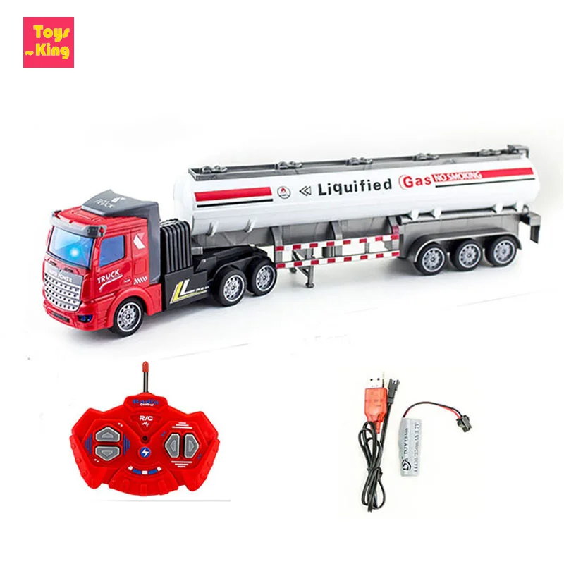 1/48 RC Truck Long Head Oil Tank Truck Four-way Remote Control Heavy-duty Truck Semi-trailer Tanker Vehicle Kids Toys Boy Gift