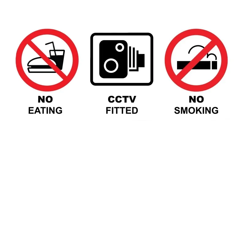 13cm Warning Mark Stickers No Smoking Vaping Eating Drinking for Car Taxi Bus Lorry HGV Windows CCTV