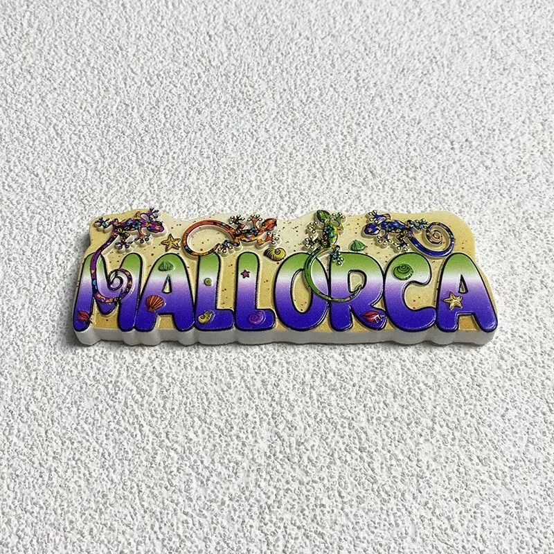

The Mallorcan Tourist Commemorative Artware Home Decoration Gift Round Flower Gecko3D3D Magnetic Refrigerator Sticker