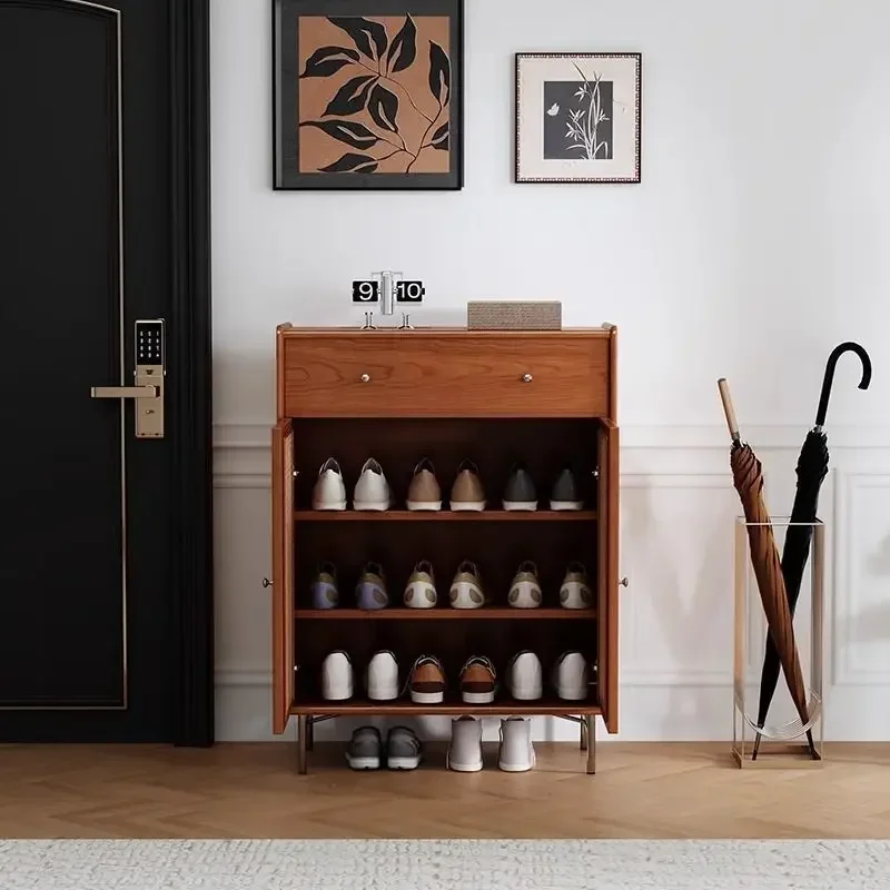 Retro-Kommode aus massivem Kirschholz, Aufbewahrungsschrank, einfacher Schuhschrank