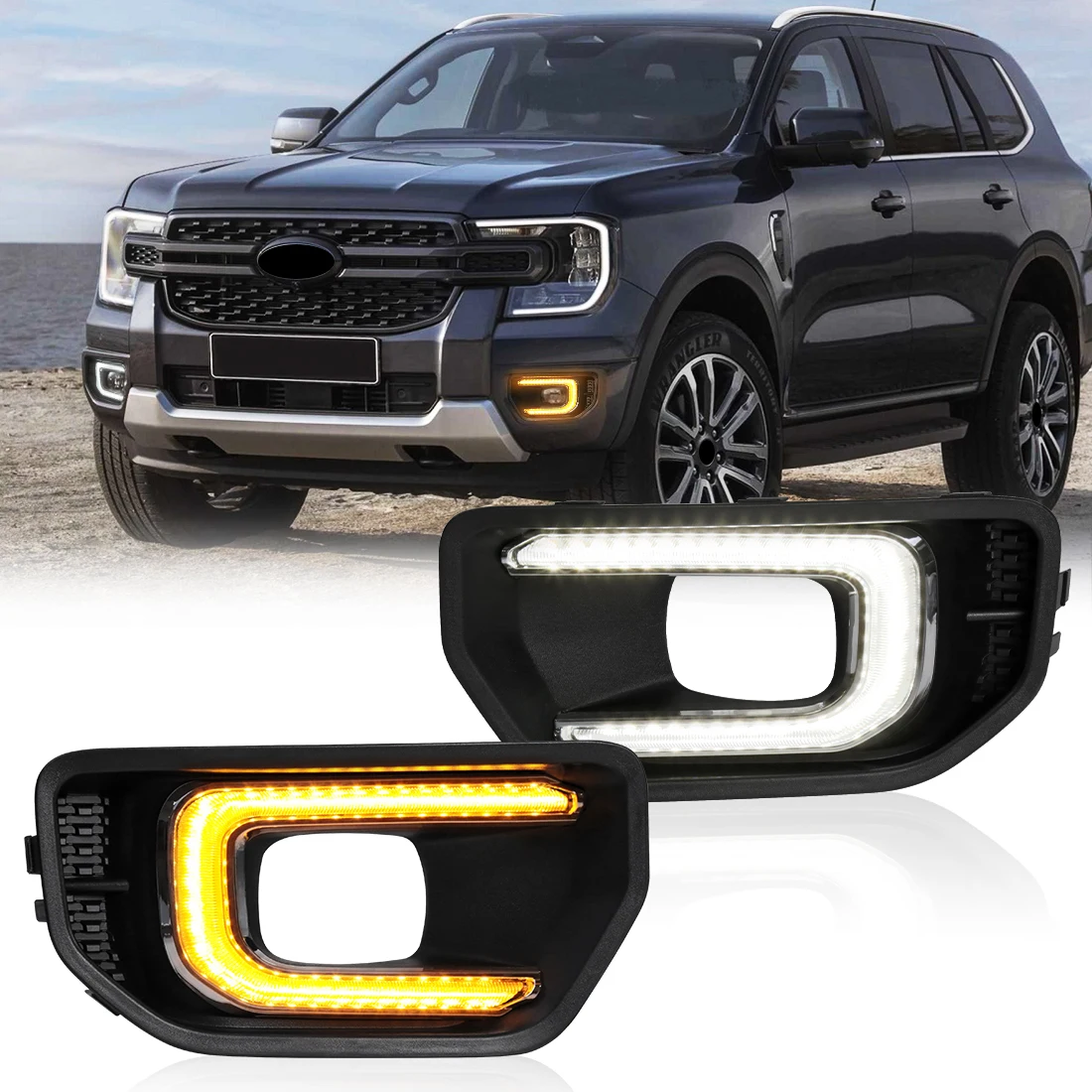 For Ford Ranger T9 XL XLT SPORT Platinum For Ford Ranger Wildtrak 2022 2023  Car LED DRL Lamp Turn Signal Fog Light Headlights