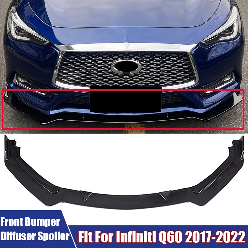 

3Pcs/Set Front Bumper Lip Diffuser Spoiler Car Modified Accessories Trim Cover For Infiniti Q60 2017 2018 2019 2020 2021 22022