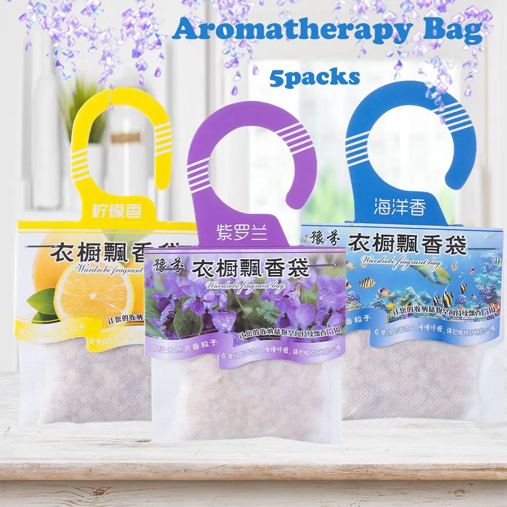 5Packs Natural Fragrances Hanging Spices Bag Wardrobe Sachets Deodorizing Paper Sachets Aromatherapy Bag Cabinet Air Fresheners