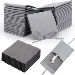 120 Pcs Microfiber Jewelry Pouch 8 x 8cm Jewelry Packaging Bag Gift Bow Tie Bracelet Envelope Style Packaging with Jewelry Clean