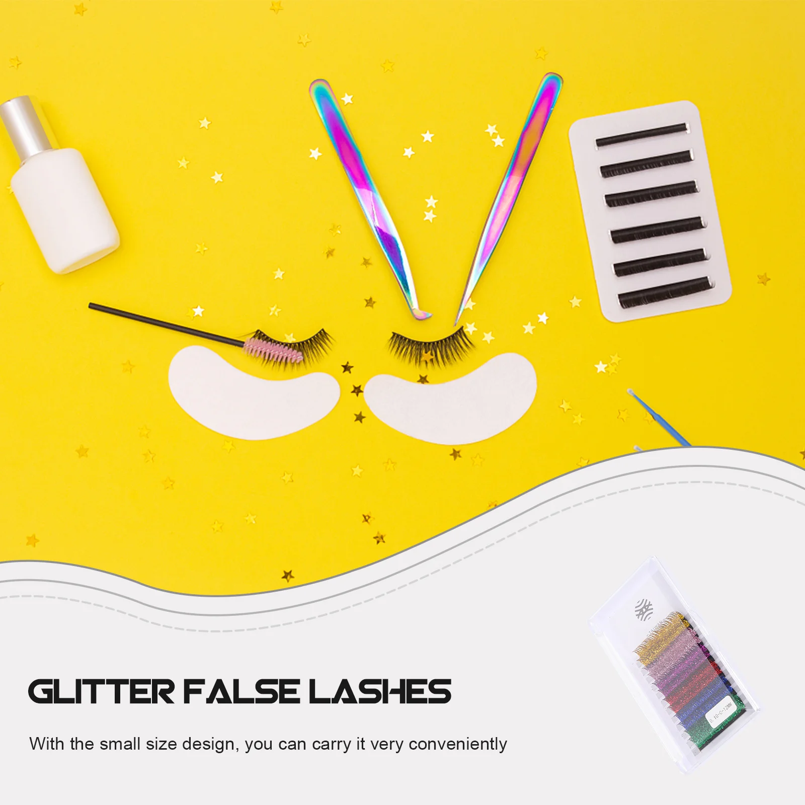 6 أزواج من ملحقات الرموش المزيفة اللامعة الملونة وإكسسوارات مكياج العيون اللامعة مثالية للمهرجانات الليلية #3