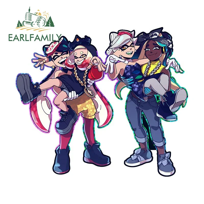 

EARLFAMILY 13cm x 11.3cm for Splatoon Car Stickers Personality Cartoon Decals Scratch-Proof Waterproof Trunk Bumper Decor