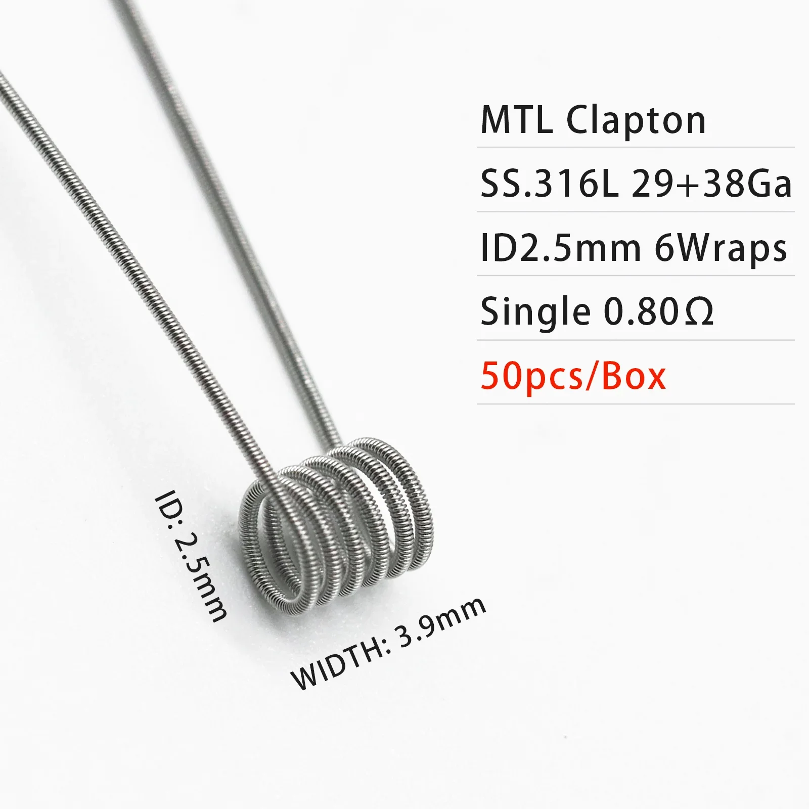 50PCS/Box Premade Coils Clapton, Fused Clapton, Flat Clapton, Juggernaut, Tiger Resistance Wire