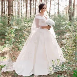 vestidos de novia Simple Satin Wedding Dresses Sexy V-neck Off The Shoulder A-line Floor Length robe de mariée Fiesta De Boda